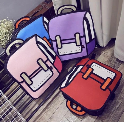 Drawing 3D Cartoon Backpack